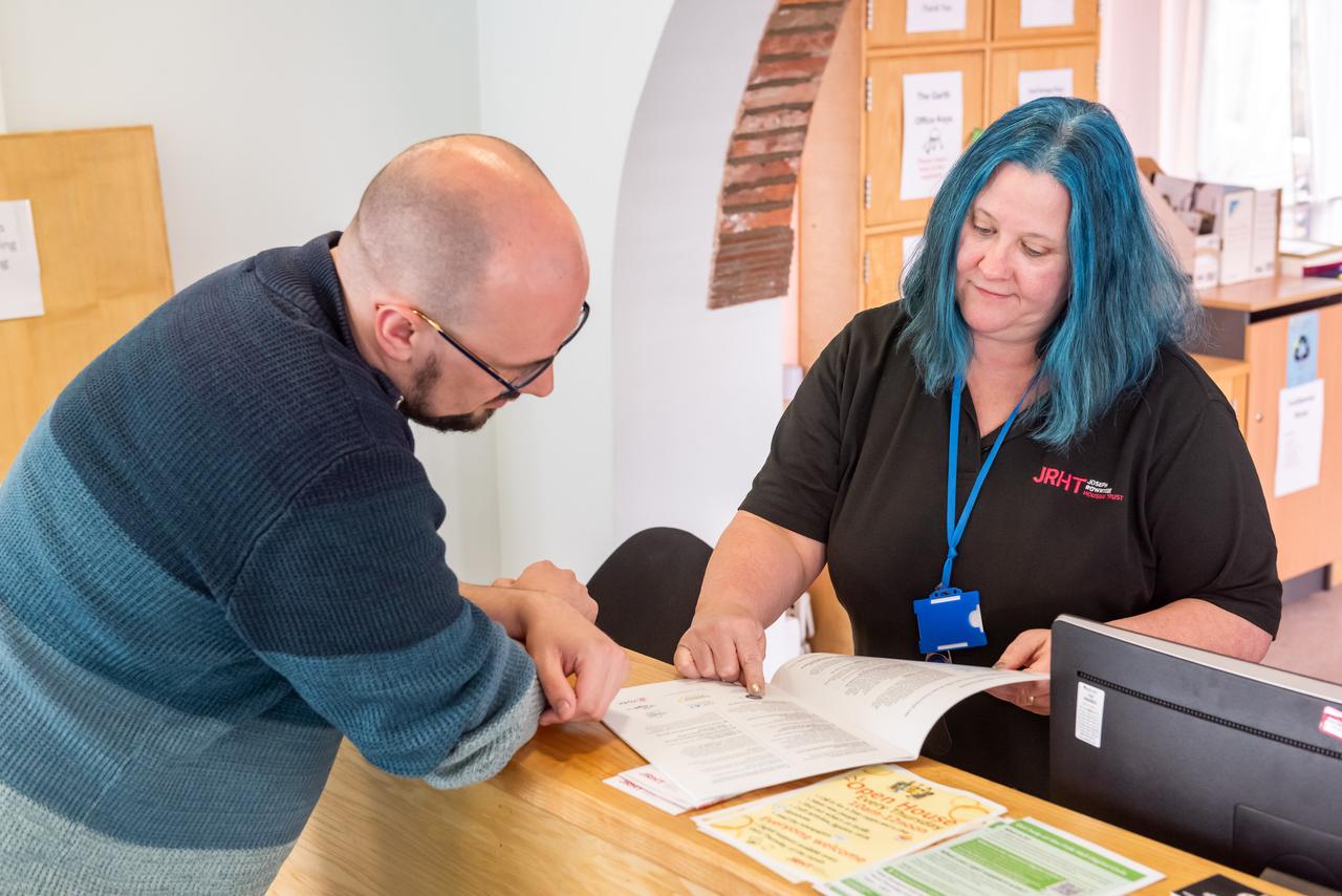 man and women in office