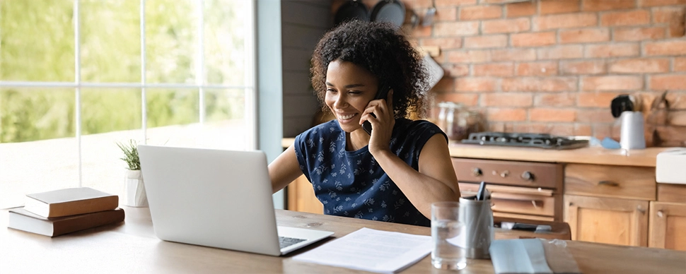Lady working at home